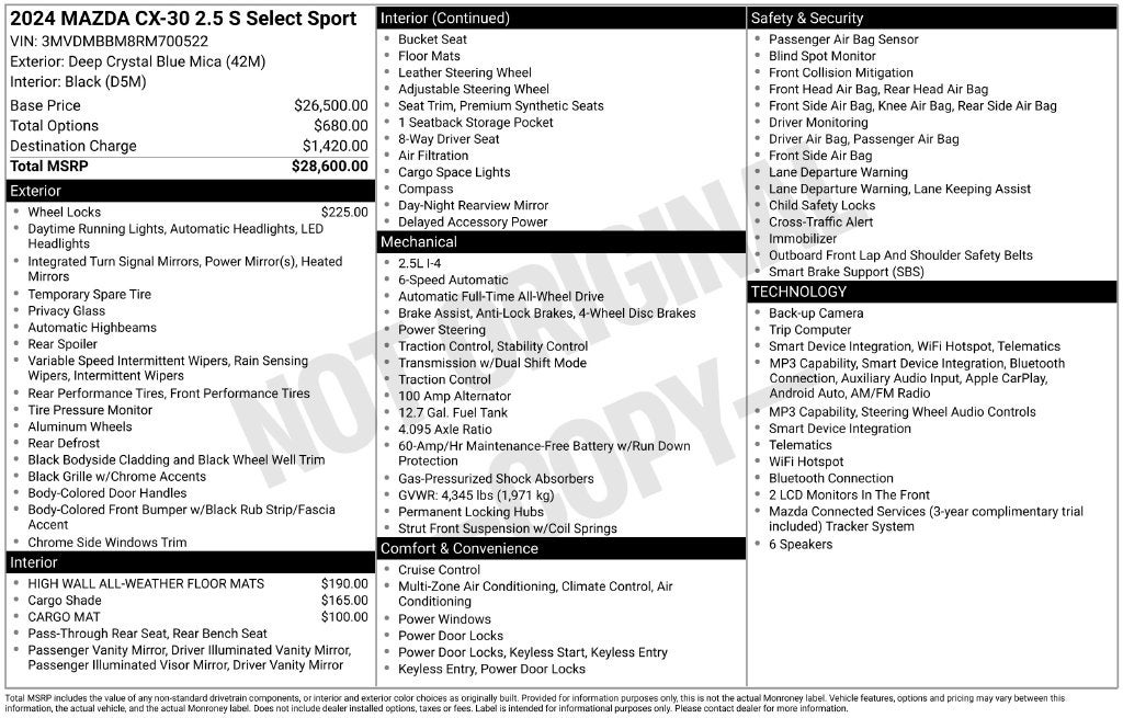2024 Mazda Mazda CX-30 2.5 S Select Sport