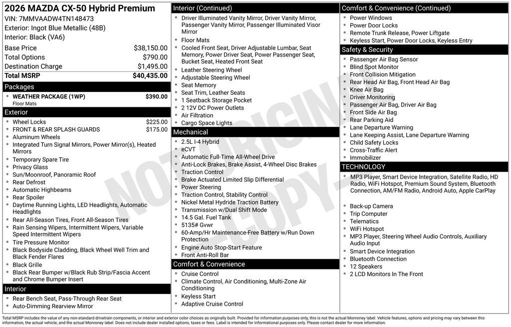 2026 Mazda Mazda CX-50 Hybrid Premium