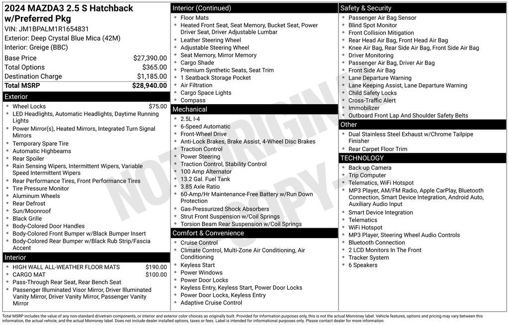 2024 Mazda Mazda3 2.5 S Preferred Package
