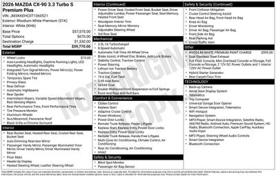2026 Mazda Mazda CX-90 3.3 Turbo S Premium Plus