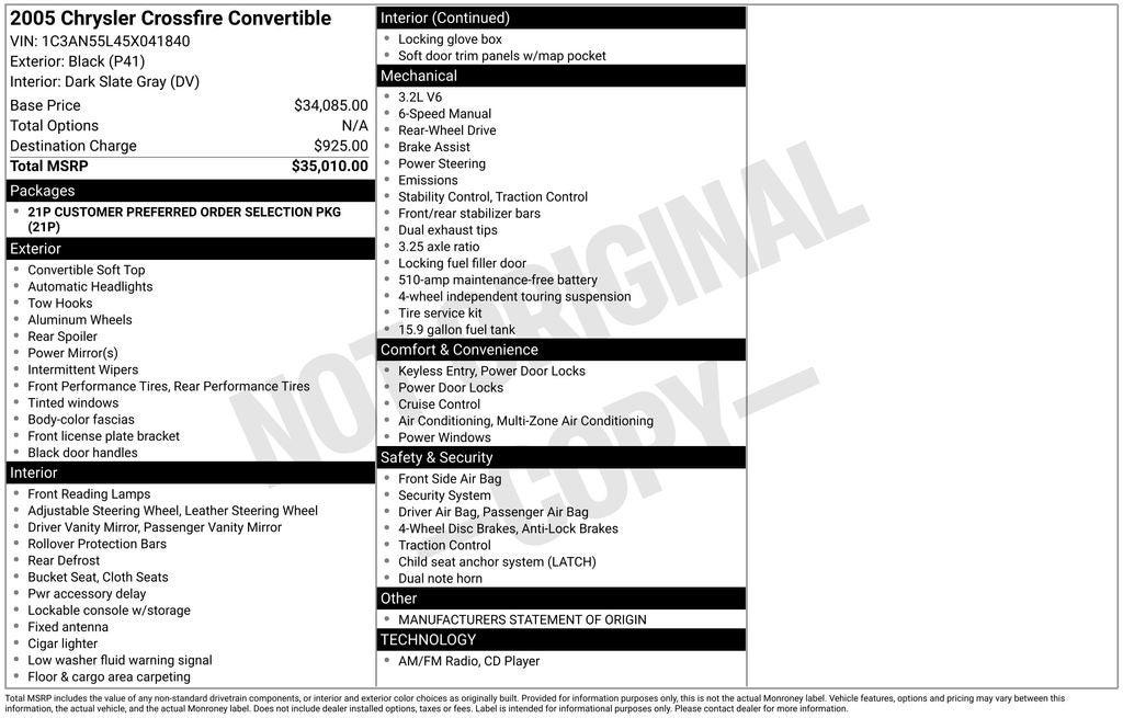 2005 Chrysler Crossfire Base