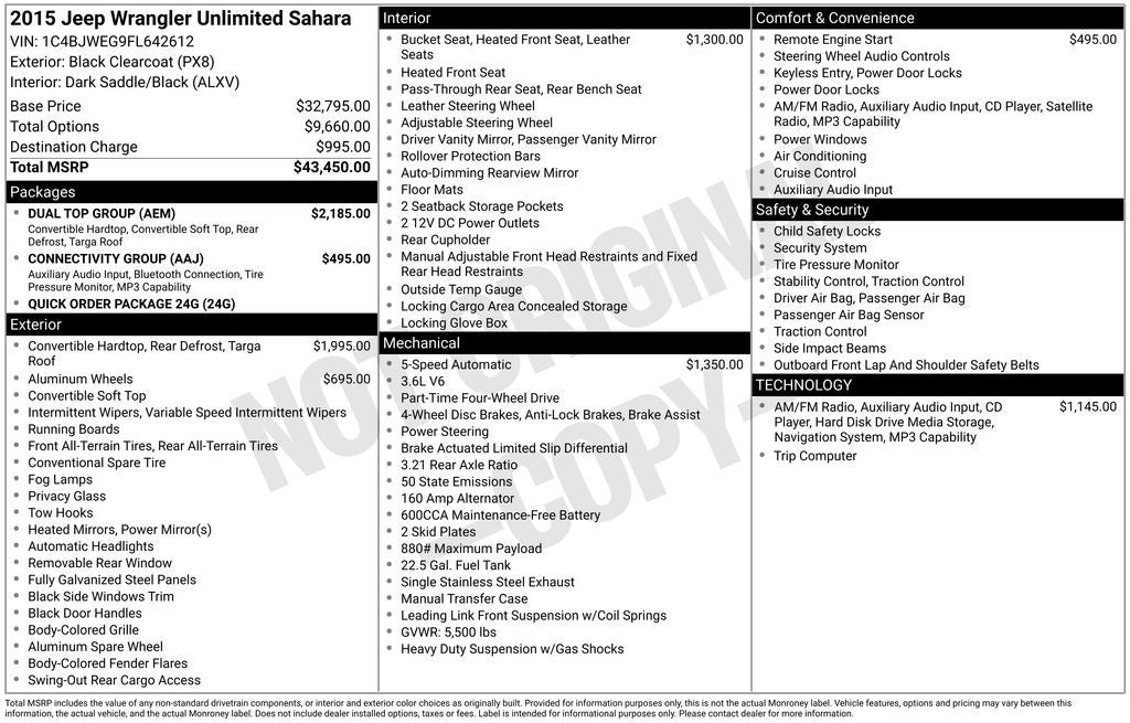 2015 Jeep Wrangler Unlimited Sahara