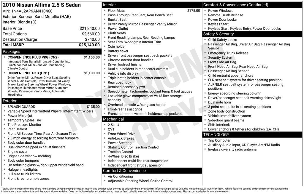 2010 Nissan Altima 2.5 S