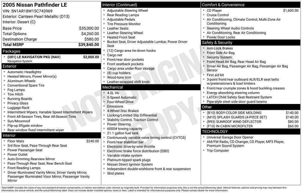 2005 Nissan Pathfinder LE