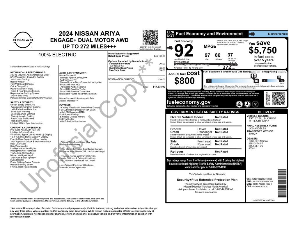 2024 Nissan Ariya ENGAGE+ e-4ORCE EV Certified