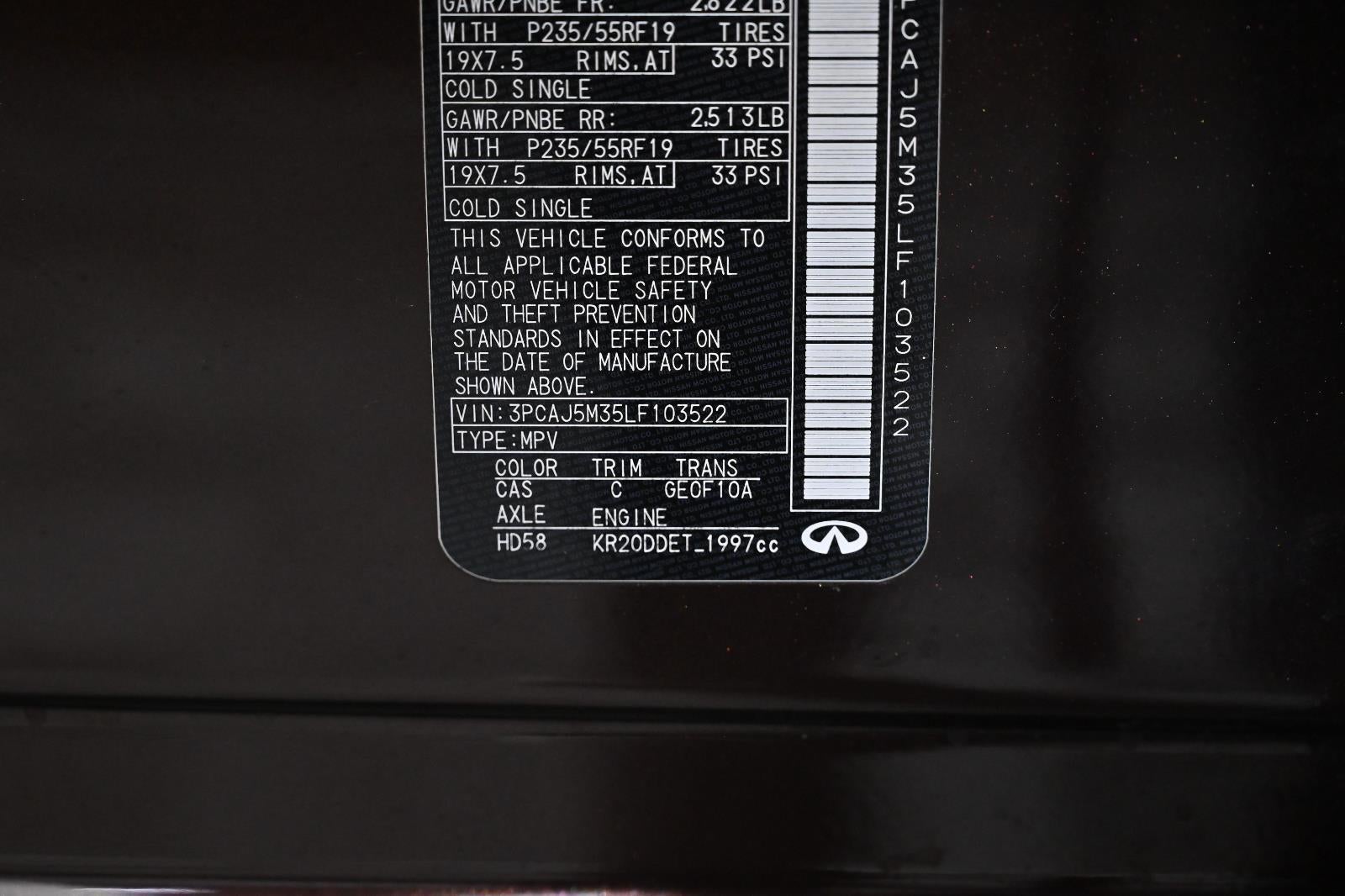 2020 INFINITI QX50 SENSORY