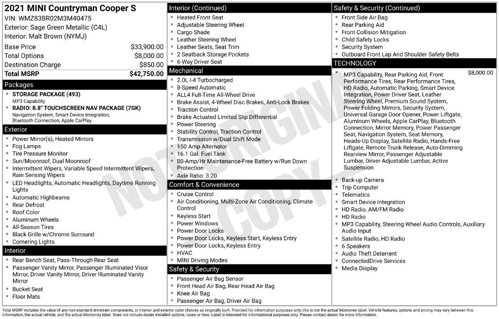 2021 MINI Cooper S Countryman Base