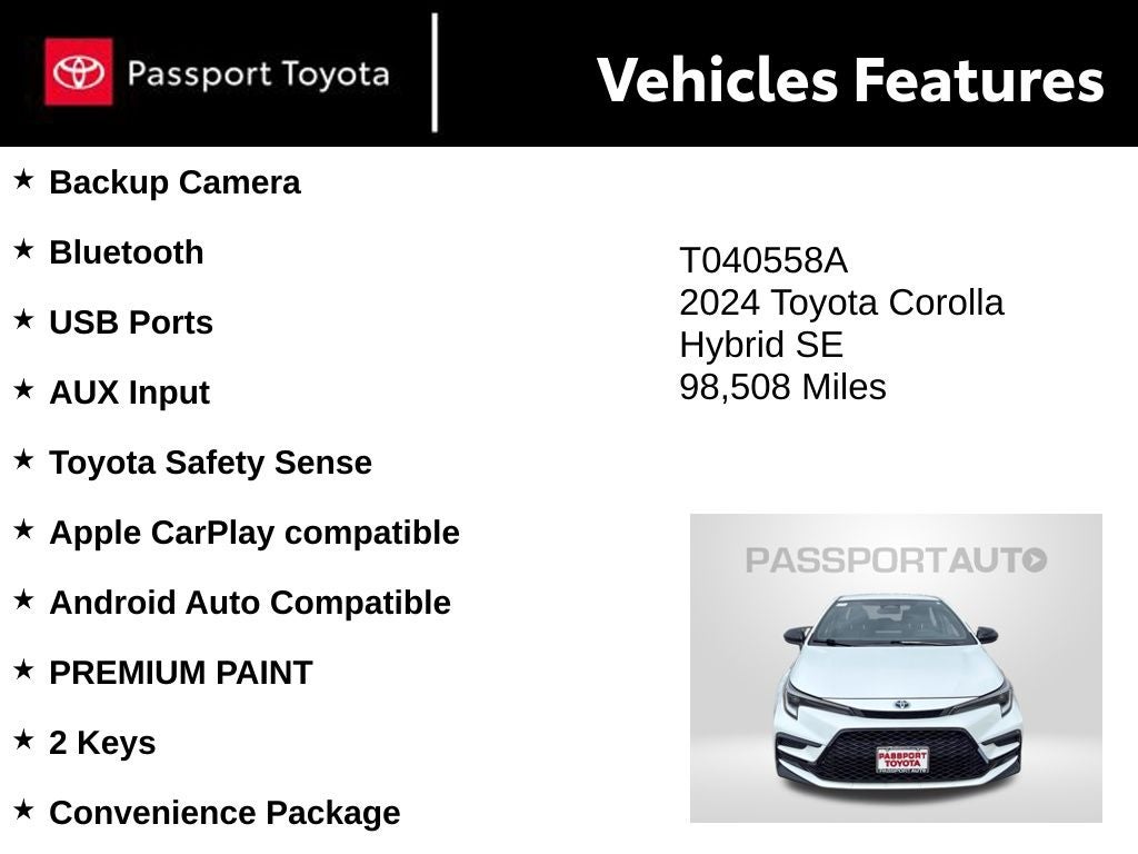 2024 Toyota Corolla Hybrid SE